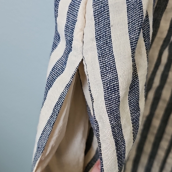 Universal Thread Navy White Linen Blend Milk maid Striped Puff Sleeve Dress XXL - Picture 11 of 14